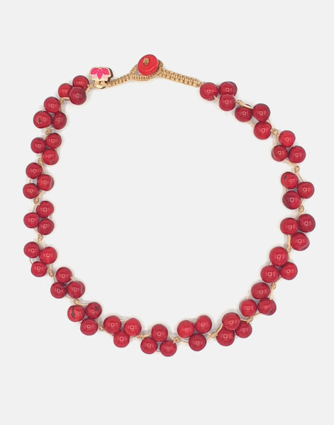 Red Acai Berry Short Necklace - Pretty Pink Jewellery
